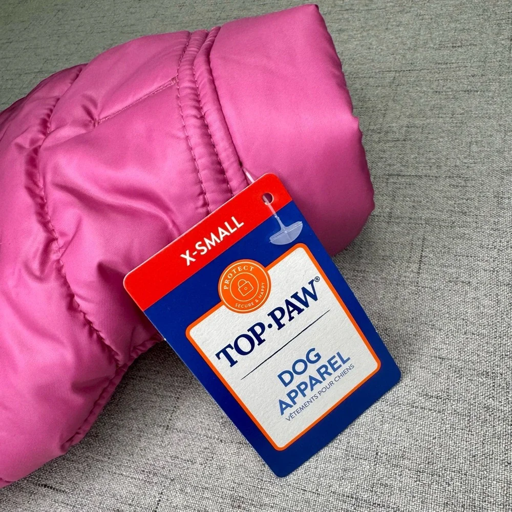 Top Paw Dog Coat Winter Puffer Jacket Fleece Lined Berry Pink XS NWT